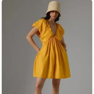 Anthropologie Runched V Neck Romper